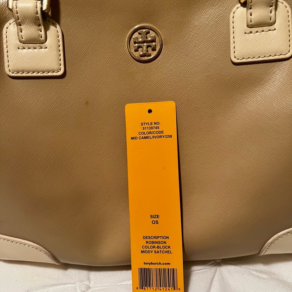 Tory Burch Color Block Middy Satchel - image 5